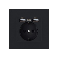 Priza Techstar&reg; PCU1, Simpla, 2 x USB, 2.1 A, Culoare Negru, Policarbonat, 16A