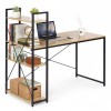 Birou Computer ModernHome Loft Alb 120x60 cm, Cadru Metalic, 3 Rafturi