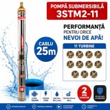 Cumpara ieftin Pompa de apa submersibila, 750W, 11 turbine, 3000 l/ora, inaltime refulare 39 m, lungime cablu 25m ELEFANT 3STM2-11