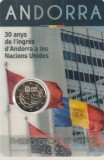 ANDORA 2 EURO MONEDA COMEMORATIVA 2023 30 DE ANI DE LA INTRAREA ANDORREI IN O.N.U. - COINCARD