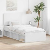 Cumpara ieftin Cadru de pat cu headboard Alb 100 x 200 cm Lemn de pin masiv