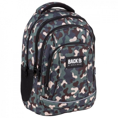 Ghiozdan ergonomic de copii pentru scoala, BackUP, 4 compartimente, model camuflaj PLB4A97 foto