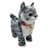 Pisica gri tigrata cu baterii-merge si miauna