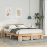 VidaXL Cadru de pat cu headboard Maro 150 x 200 cm Lemn masiv de pin