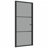 Ușă de interior, 93x201,5 cm, negru, sticlă ESG și aluminiu