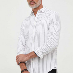 Pepe Jeans camasa din bumbac Crovie barbati, culoarea alb, cu guler clasic, regular