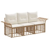 vidaXL Set de canapele de exterior 3 pcs Alb Natural și Crem Poliester 3437634