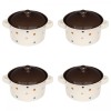 Set boluri supa, 4 piese, 650 ml, Ceramica, Bej print