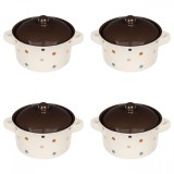 Set boluri supa, 4 piese, 650 ml, Ceramica, Bej print