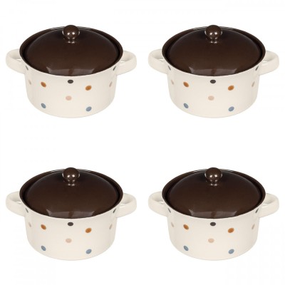 Set boluri supa, 4 piese, 650 ml, Ceramica, Bej print foto