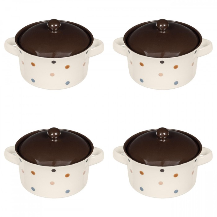 Set boluri supa, 4 piese, 650 ml, Ceramica, Bej print