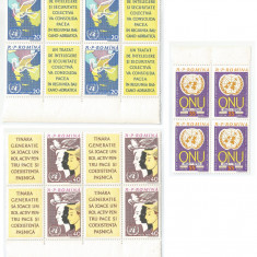 |Romania, LP 532/1961, O.N.U.-dantelate, blocuri de 4, MNH