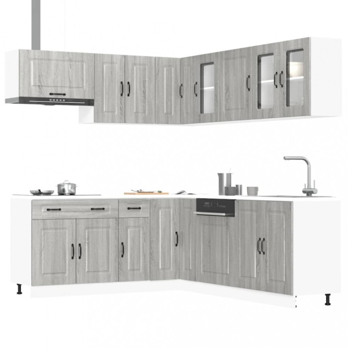 vidaXL Set de dulapuri de bucătărie 11 piese &bdquo;Kalmar&rdquo; lemn Sonoma gri 3314917