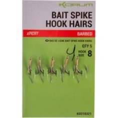 Carlige KORUM Bait Spike Hook Hairs Barbed, Nr. 8, 5buc/pac