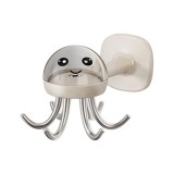 Suport cuier pentru perete, flippy, model caracatita, adeziv, 10 x 8.5 cm, 6 brate, crem