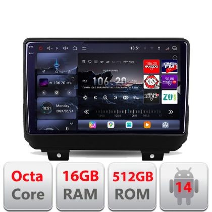 Navigatie Jeep Wrangler 2018- Edotec Kit-WRANGLER 8 core QLED 2K 16+512 360 Android Waze USB Navigatie Internet Youtube Radio CarStore Technology