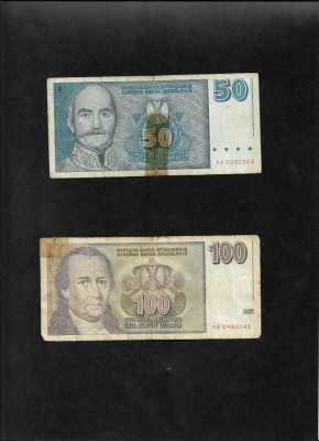 Rar! Iugoslavia set 50 + 100 novih dinara 1996 uzate foto