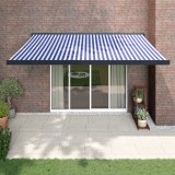 VidaXL Copertină retractabilă albastru/alb, 4x3 m, textil/aluminiu