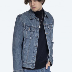 A.P.C. geacă din denim Veste Jean Us bărbați, culoarea bleumarin, de tranziție COZZK.H02223-INDIGO