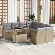 vidaXL Set de canapele pentru grădină 9 pcs Bej 100 x 55 x 73 cm 3357173