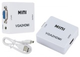 Convertor VGA - HDMI 1.3, 15 pini, 5V, 6 x 5,4 x 2cm, alb