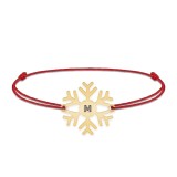 Little Snowflake - Bratara snur personalizata fulg si litera din argint 925 placat cu aur galben 24K