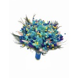 Buchet flori personalizabil, Eventissimi, Plante Naturale Uscate, Multicolor, Predominant Albastru