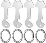 Set de 4 brelocuri cu functie deblocare carucior supermarket Foonii, otel inoxidabil, argintiu, 6,1 x 2,3 cm