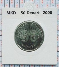 Macedonia 50 denari 2008 UNC - cartonas personalizat - km 32 - A015