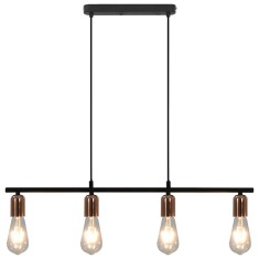 Lustră cu becuri cu filament, negru și arămiu, 80 cm, 2 W, E27 foto