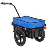 HOMCOM Remorcă bicicletă 40 kg, capac din material Oxford, reflectoare și cadru din oțel, 144x59x80 cm, albastru | Aosom Romania
