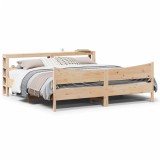 Cumpara ieftin Cadru pat cu tăblie 200x200 cm, lemn masiv de pin