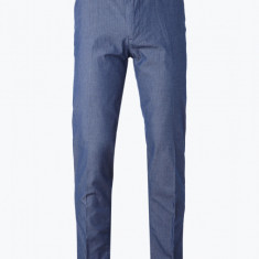 Pantaloni costum barbati cu buzunare oblice si cusaturi contraste bleumarin