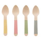 Set 12 lingurite din lemn pentru copii,dungi colorate,11 cm, Oem