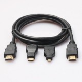 Cumpara ieftin Cablu Video HDMI cu mufe adaptoare micro/mini HDMI- 1,5M
