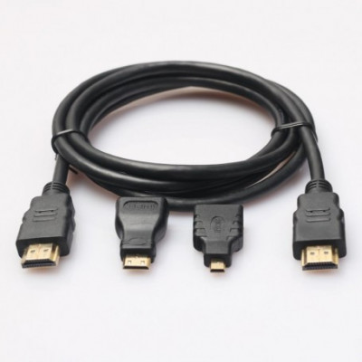 Cablu Video HDMI cu mufe adaptoare micro/mini HDMI- 1,5M foto