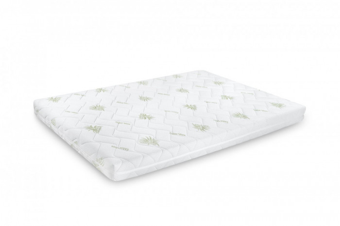 Saltea cu spuma poliuretanica Confort 4Family Aloe Vera 180x200 Somnart, &icirc;naltime 14 cm, husa lavabila si detasabila cu fermoar, fermitate medie Relax