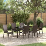 VidaXL Set de masă pentru grădină 7 pcs Maro Rattan poli