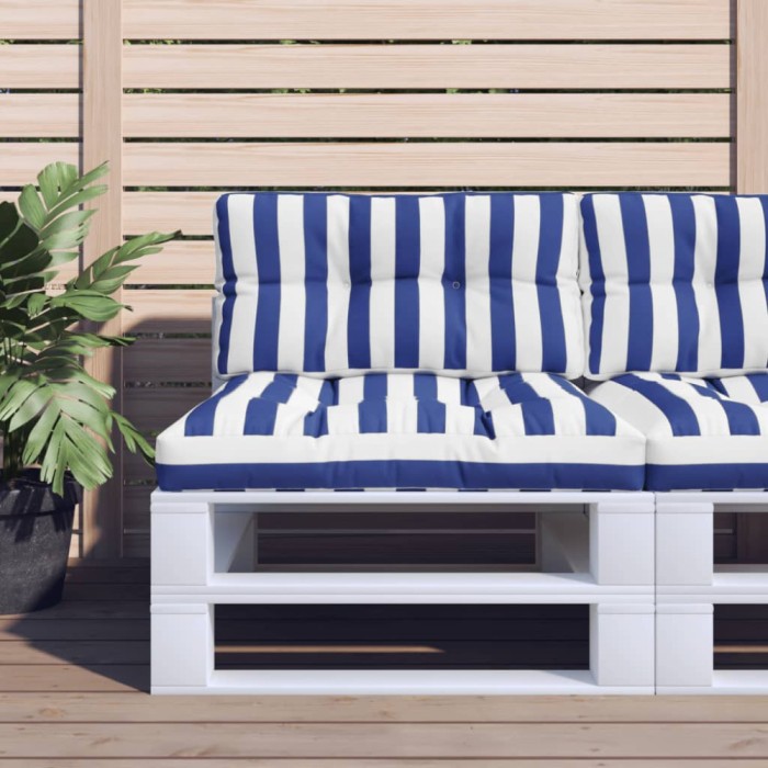 Pernă de paleți, albastru/alb, 80x40x12 cm, textil, dungi