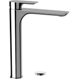 Baterie lavoar Idrobric Sofia, pipa inalta, crom lucios, cartus ceramic &Oslash; 35 mm, set ventil scurgere cu click-clack 1&rdquo;1/4 metal, racord flexibil inox
