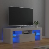 VidaXL Comodă TV cu lumini LED, alb extralucios, 120x35x40 cm