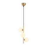 Lustra tip pendul Torry, metal/sticla, negru/auriu/alb, 36 x 131 cm
