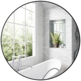 HOMCOM Oglinda rotunda oglinda baie cadru metalic usor de instalat, pentru dormitor, living, intrare, &Oslash; 70 x 2,5 cm negru | Aosom Romania