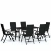 Set de servit masa pentru gradina, 7 piese, negru