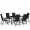 Set de servit masa pentru gradina, 7 piese, negru