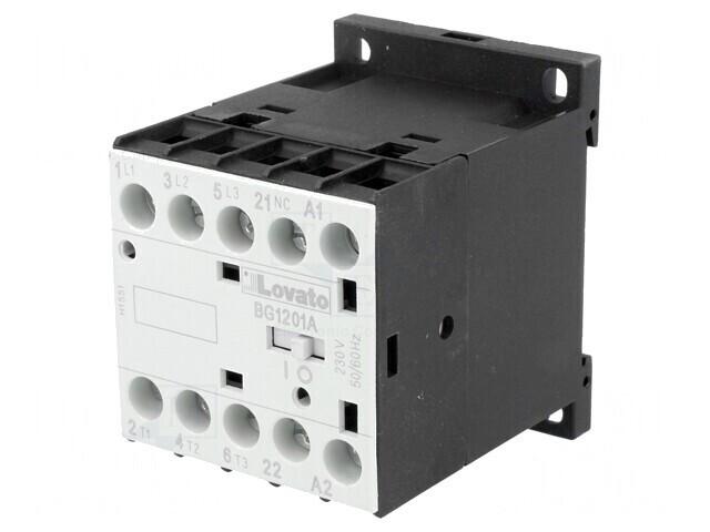 Contactor 3P 230VAC 12A 3NO 1NC
