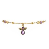 Bratara Craciun metal auriu Inger violet, dimensiune reglabila 17, 20,5 cm