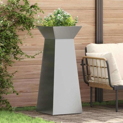 vidaXL Vază pe pilon 2 pcs Argintiu 40 x 40 x 100 cm Oțel 873861 foto