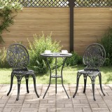 vidaXL Set scaune de grădină, 3 buc., negru, aluminiu turnat