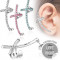 Piercing fals pentru ureche - cruce colorata cu zirconiu - Forma piercing: Dreapta, Culoare zirconiu piercing: Roz - P